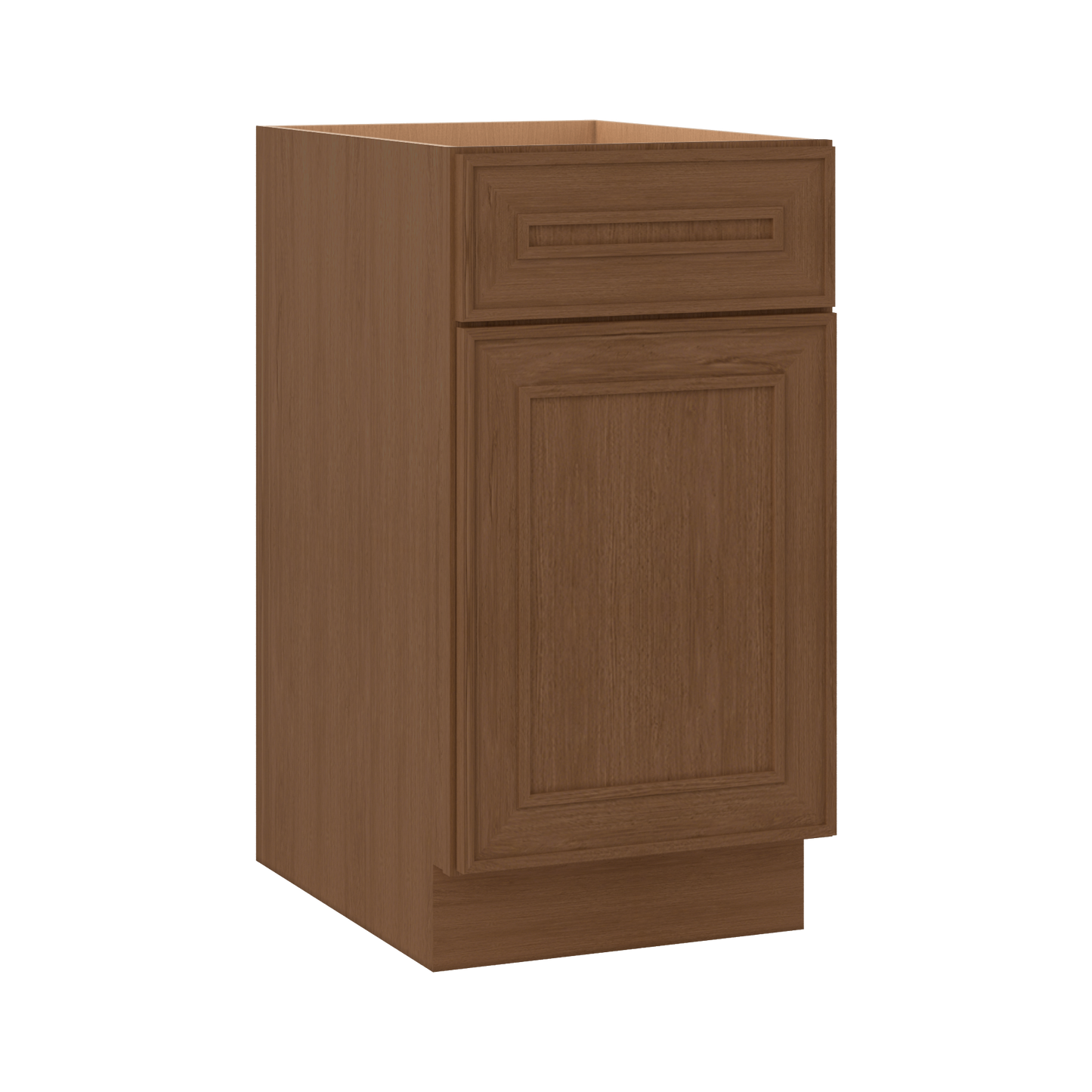 Base 9", 12", 15", 18", 21" Mocha - Elegant Oak Craftsman Shaker 1-1/4" Overlay Base Cabinet - One Door - One Drawer