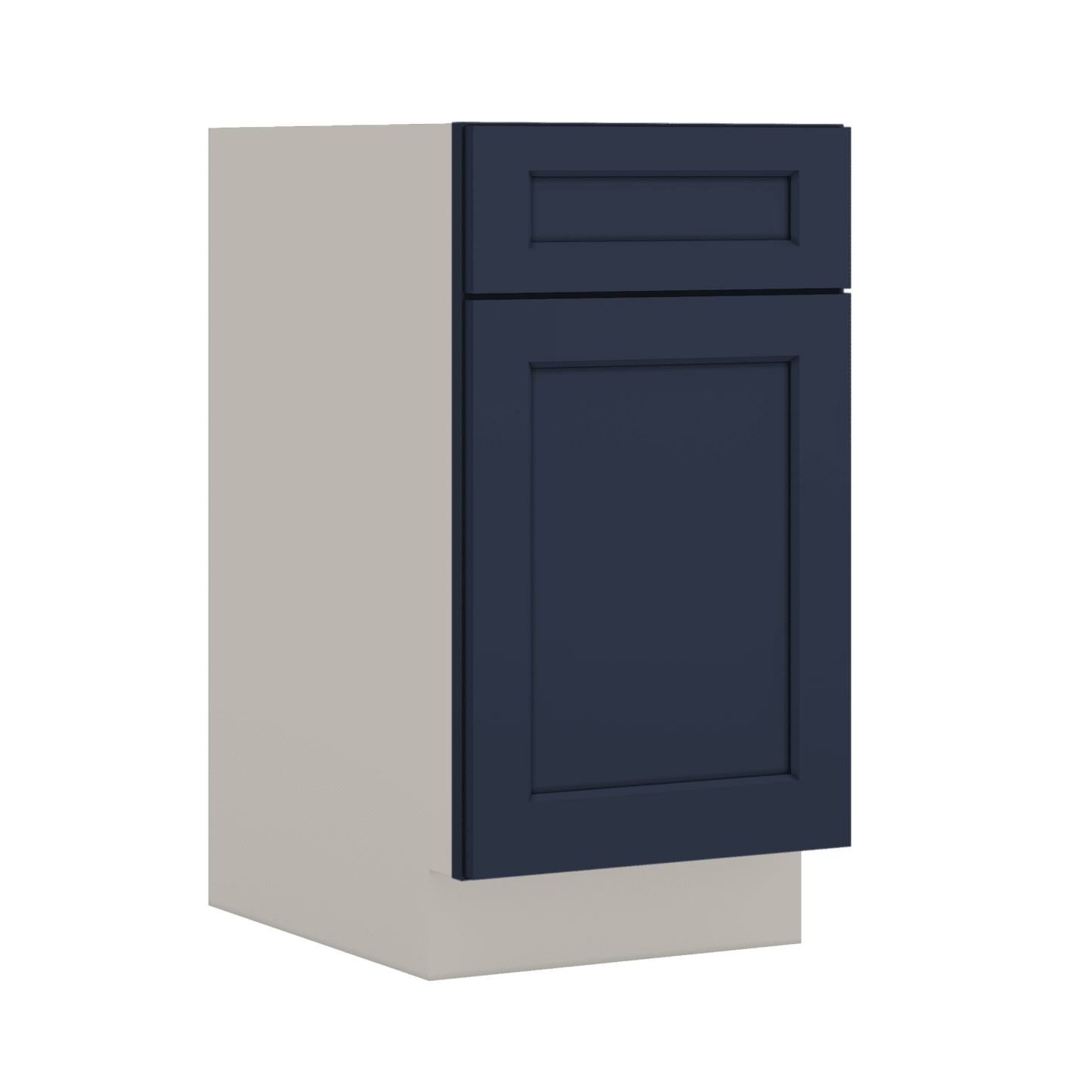 Base Cabinet - 9", 12", 15", 18", 21" NB29 Naval Blue Shaker 1-1/4" Overlay