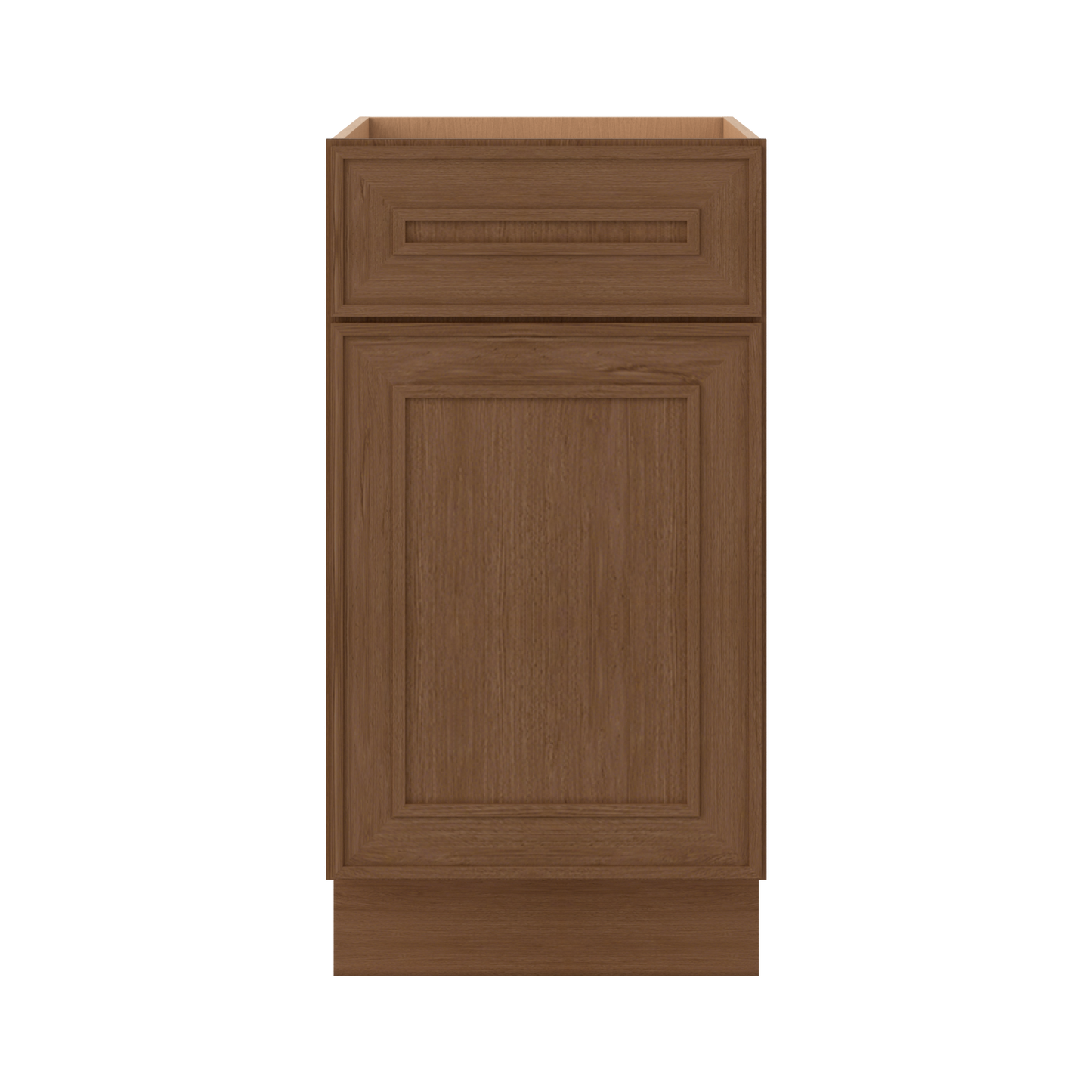 Base 9", 12", 15", 18", 21" Mocha - Elegant Oak Craftsman Shaker 1-1/4" Overlay Base Cabinet - One Door - One Drawer