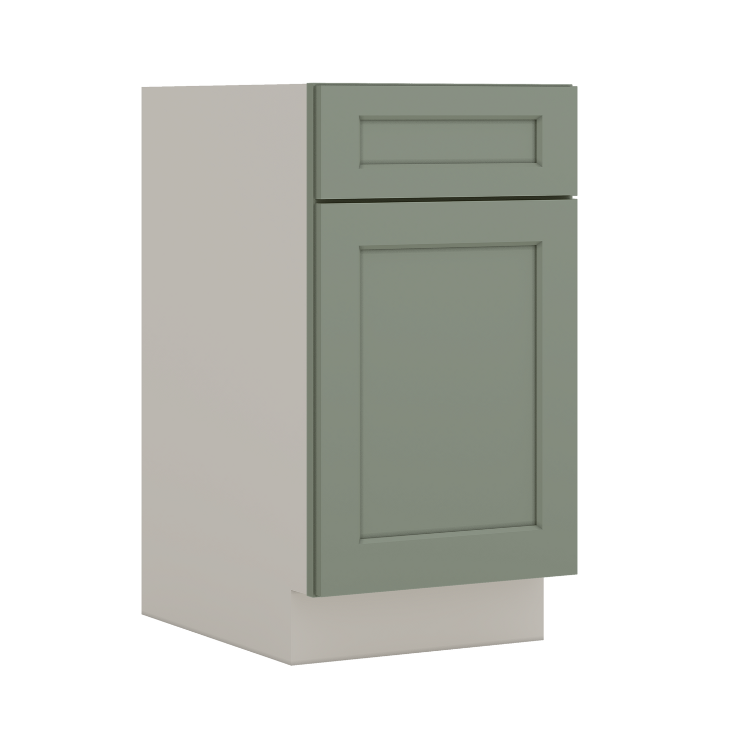 Base Cabinet - One Door 9", 12", 15", 18", 21" Green Shaker 1-1/4" Overlay