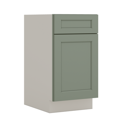 Base Cabinet - One Door 9", 12", 15", 18", 21" Green Shaker 1-1/4" Overlay
