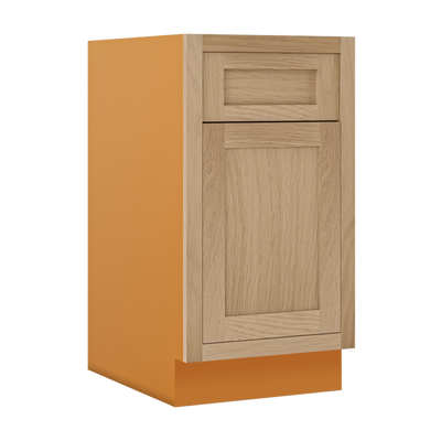 Trash Can Pull Out Base Cabinet Natural Color 17ROS - Redondo White Oak Shaker 1-1/4" Overlay 15" and 18" Wide