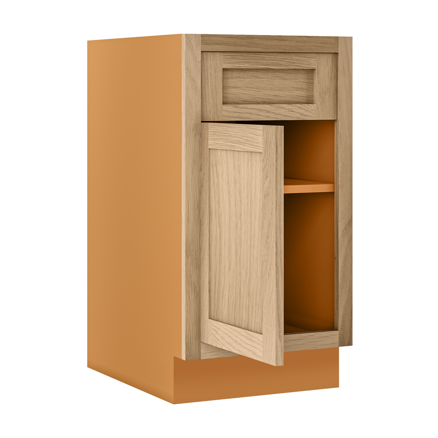 White Oak Inset Shaker Base Cabinet - Single Door Single Drawer 12", 15", 18" & 21" - Special Order
