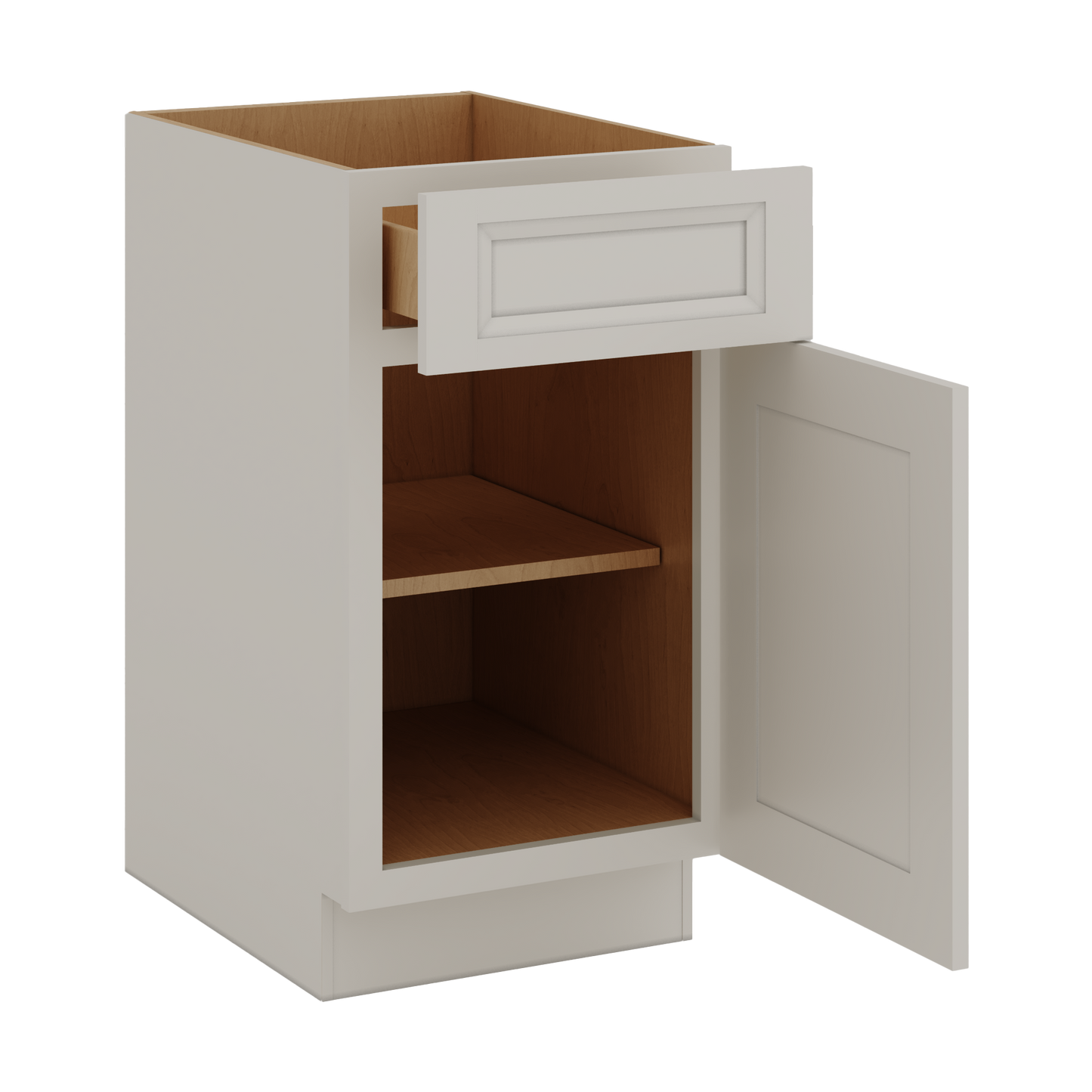 27LGDS Laguna Gray Double Shaker Base Cabinet - One Door One Drawer 9"(No Drawer), 12", 15", 18", 21"