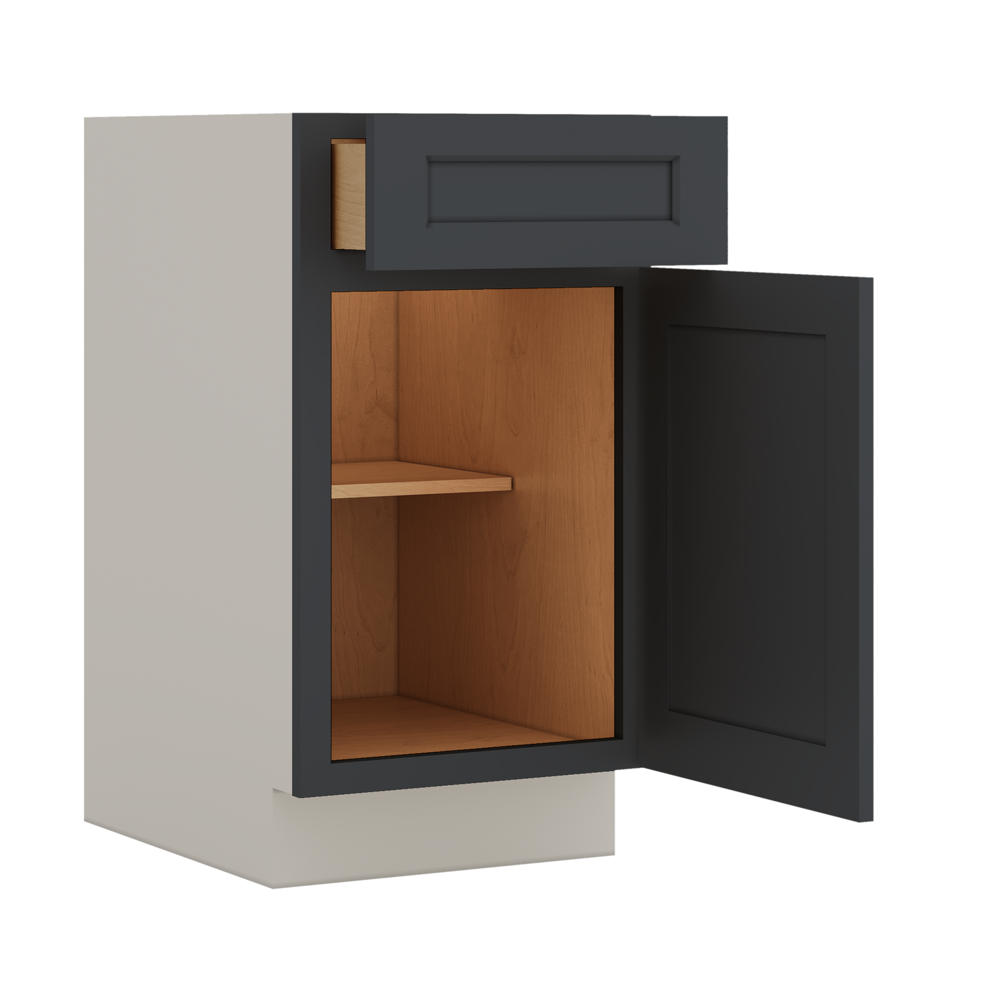 Base Cabinet - One Door 9", 12", 15", 18", 21" 15HNS Hermosa Noir Black Shaker 1-1/4" Overlay