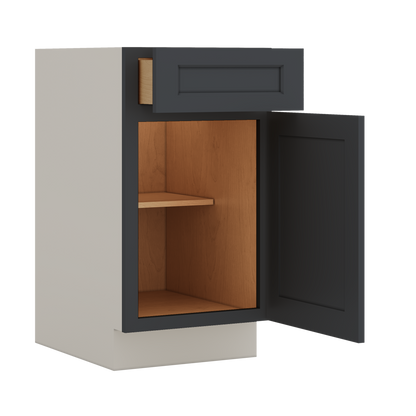 Base Cabinet - One Door 9", 12", 15", 18", 21" 15HNS Hermosa Noir Black Shaker 1-1/4" Overlay