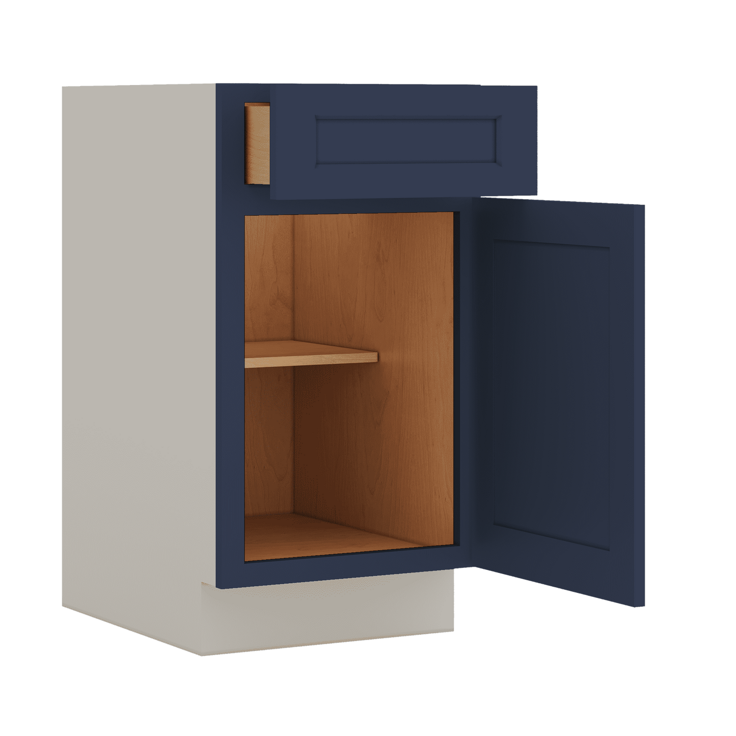 Base Cabinet - 9", 12", 15", 18", 21" NB29 Naval Blue Shaker 1-1/4" Overlay
