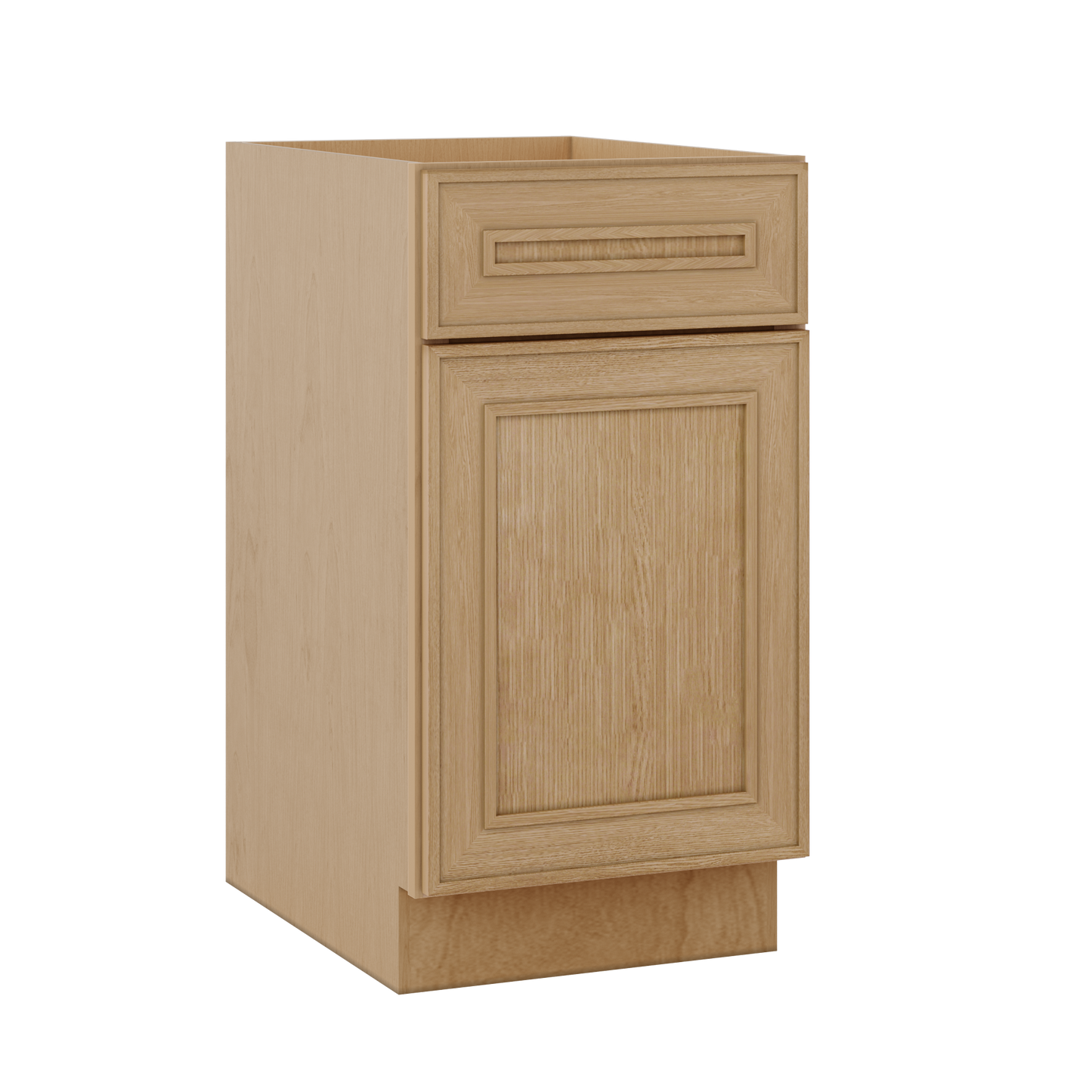 Base 9", 12", 15", 18", 21" Elegant Oak Craftsman Shaker 1-1/4" Overlay Base Cabinet - One Door - One Drawer