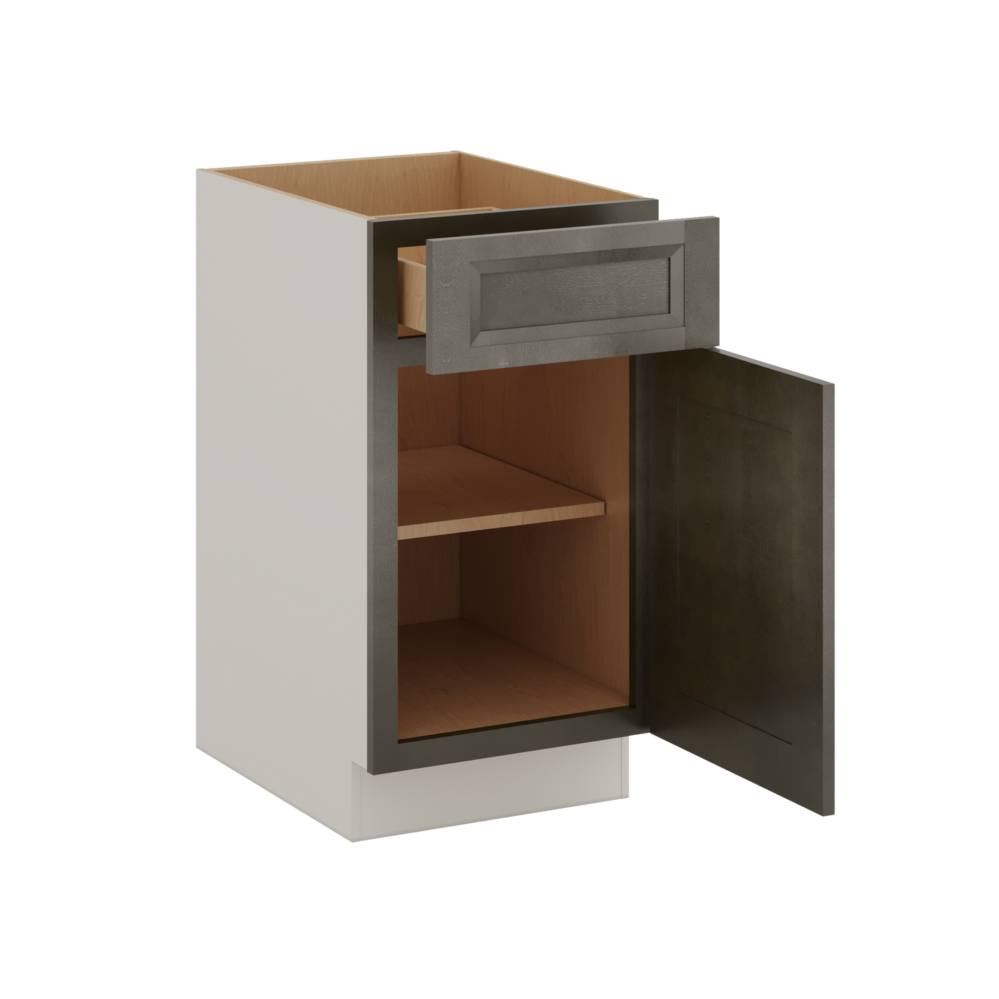 Huntington Cinder Double Shaker Base Cabinet - One Door One Drawer 9"(No Drawer), 12", 15", 18", 21"