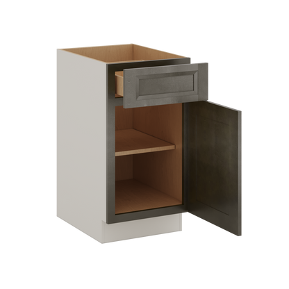 Huntington Cinder Double Shaker Base Cabinet - One Door One Drawer 9"(No Drawer), 12", 15", 18", 21"