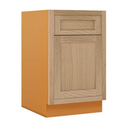 White Oak Inset Shaker Base Cabinet - Single Door Single Drawer 12", 15", 18" & 21" - Special Order