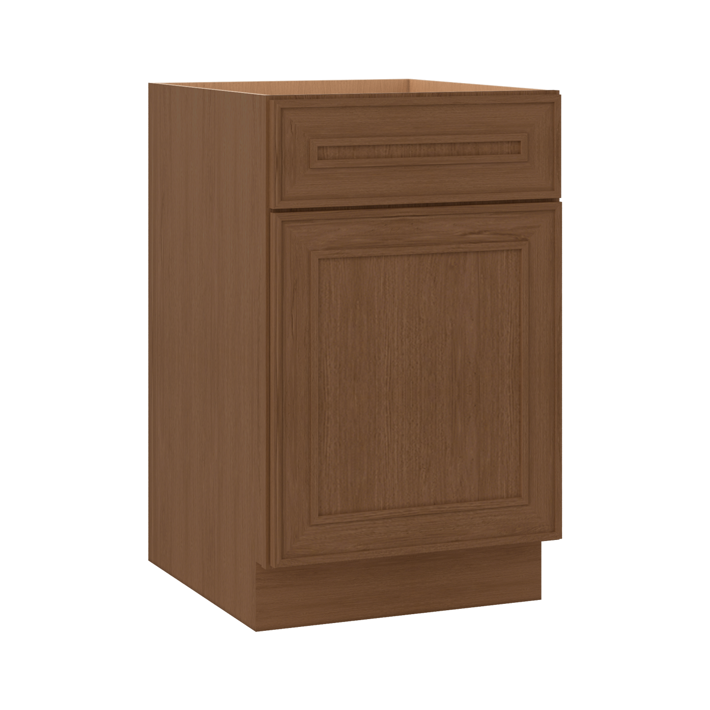 Base 9", 12", 15", 18", 21" Mocha - Elegant Oak Craftsman Shaker 1-1/4" Overlay Base Cabinet - One Door - One Drawer