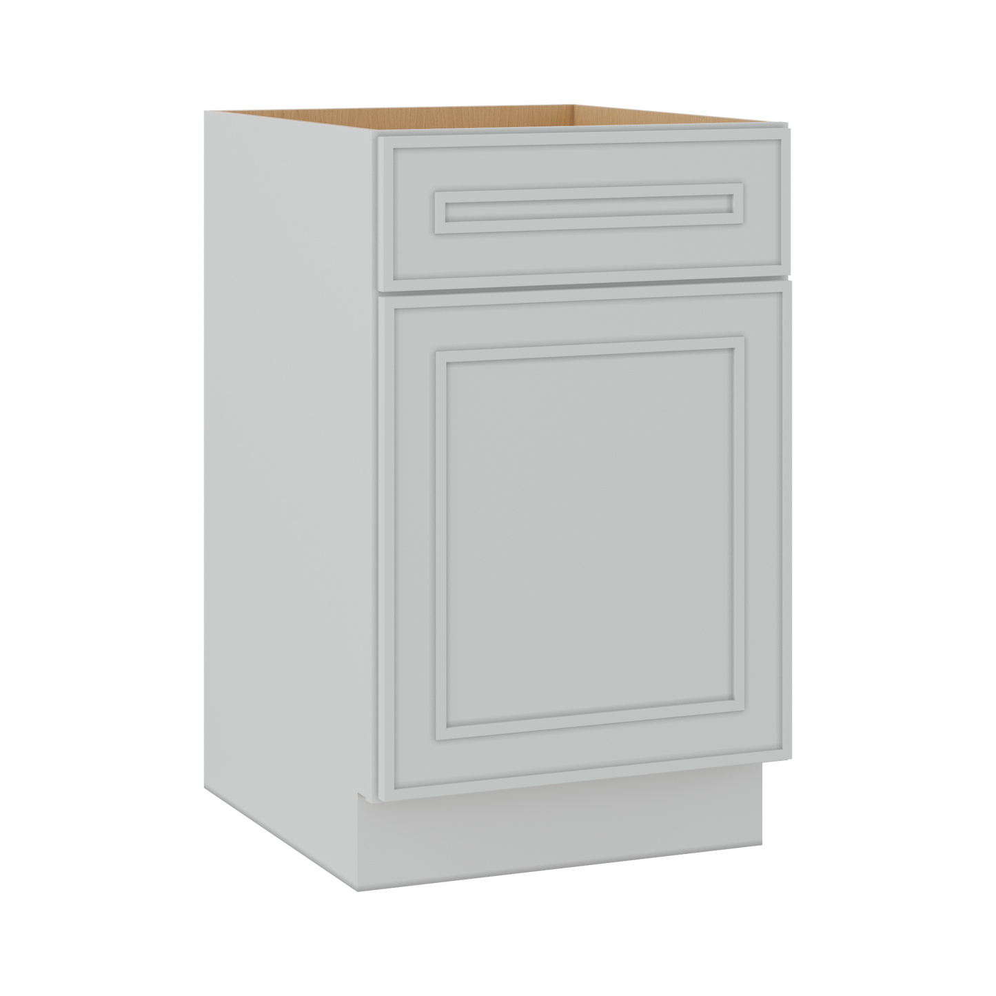Base 9", 12", 15", 18", 21" White Elegant Oak Craftsman Shaker 1-1/4" Overlay Base Cabinet - One Door - One Drawer