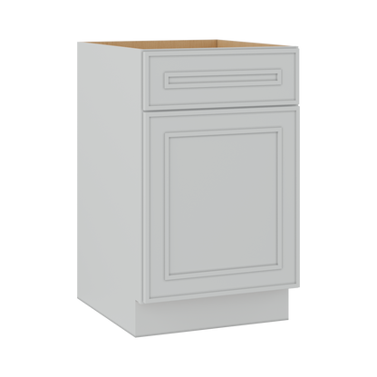 Base 9", 12", 15", 18", 21" White Elegant Oak Craftsman Shaker 1-1/4" Overlay Base Cabinet - One Door - One Drawer