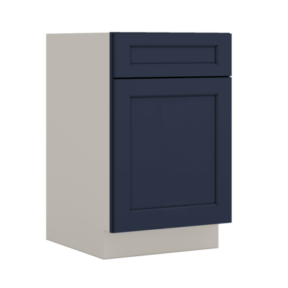Base Cabinet - 9", 12", 15", 18", 21" NB29 Naval Blue Shaker 1-1/4" Overlay