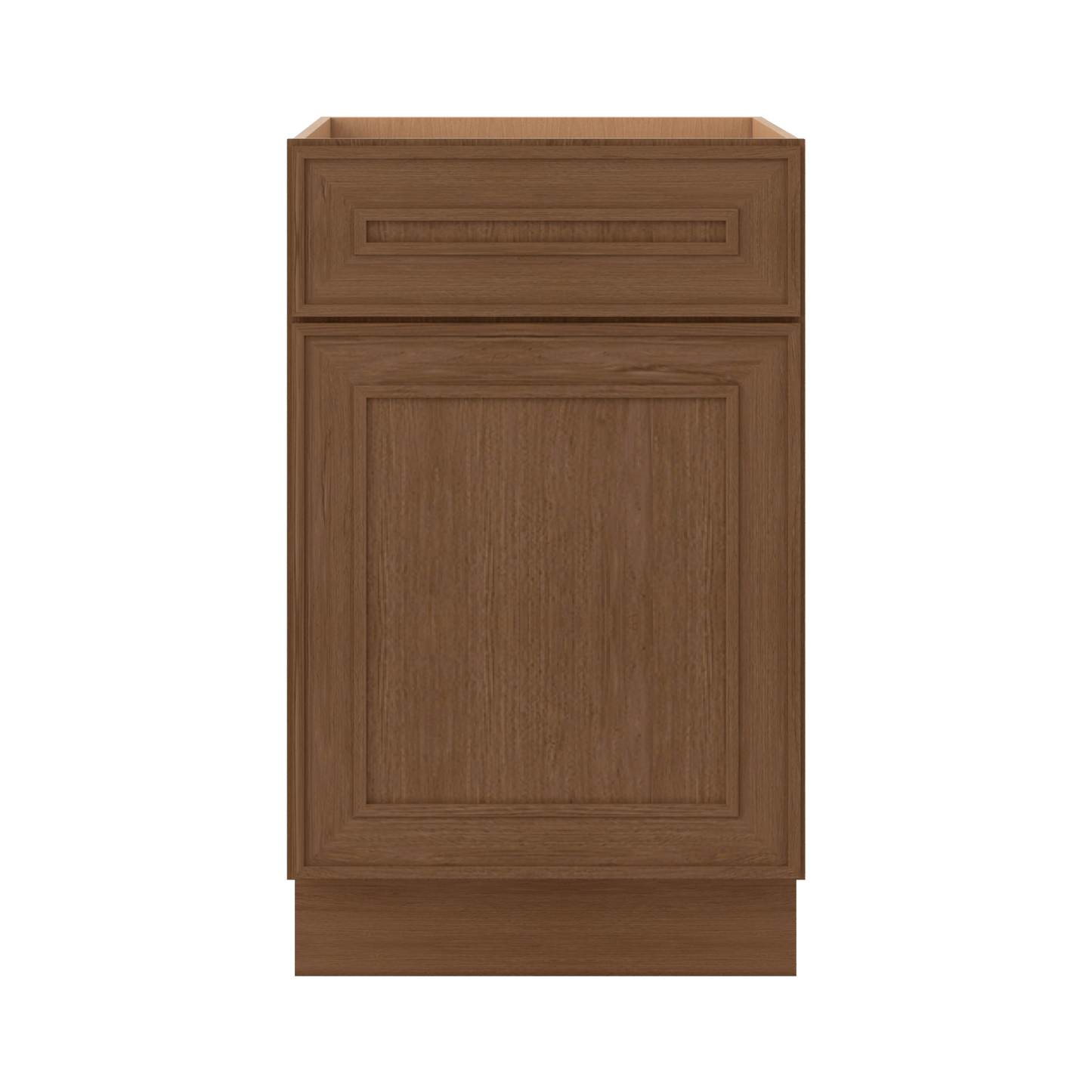 Base 9", 12", 15", 18", 21" Mocha - Elegant Oak Craftsman Shaker 1-1/4" Overlay Base Cabinet - One Door - One Drawer