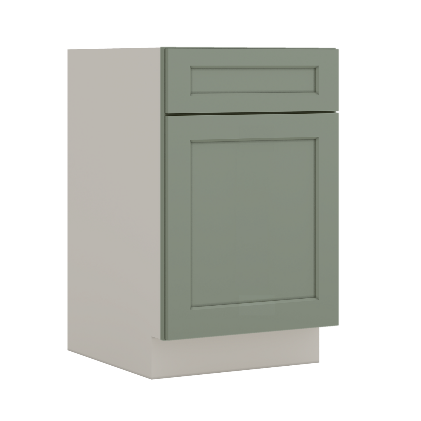 Base Cabinet - One Door 9", 12", 15", 18", 21" Green Shaker 1-1/4" Overlay