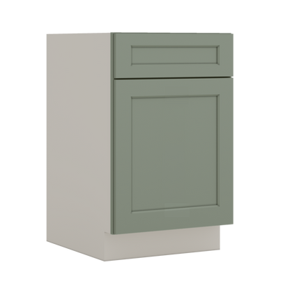 Base Cabinet - One Door 9", 12", 15", 18", 21" Green Shaker 1-1/4" Overlay