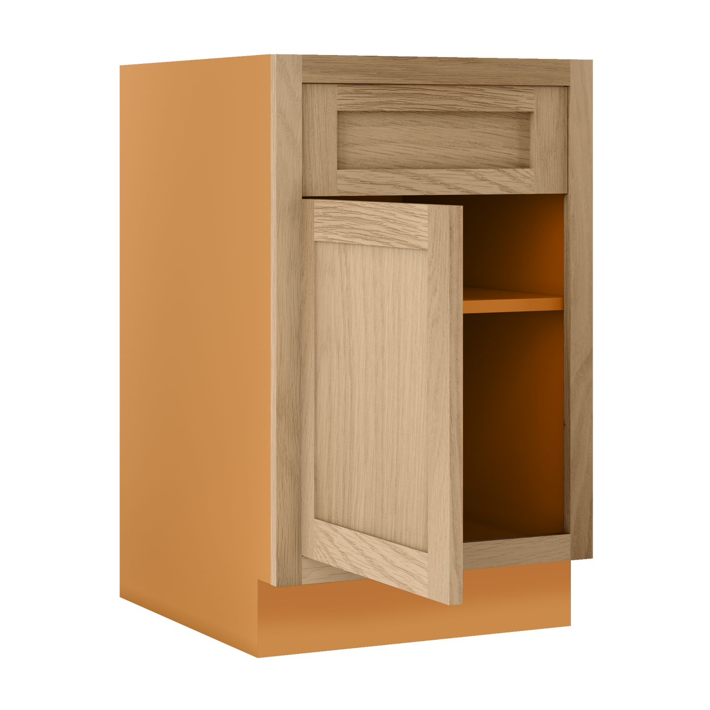 White Oak Inset Shaker Base Cabinet - Single Door Single Drawer 12", 15", 18" & 21" - Special Order