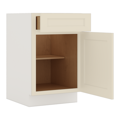 Base Cabinet 9", 12", 15", 18", 21" & Wider Manhattan Cream 1-1/4" Overlay Shaker Cabinet