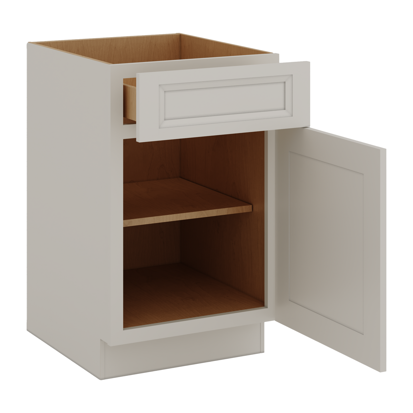 27LGDS Laguna Gray Double Shaker Base Cabinet - One Door One Drawer 9"(No Drawer), 12", 15", 18", 21"