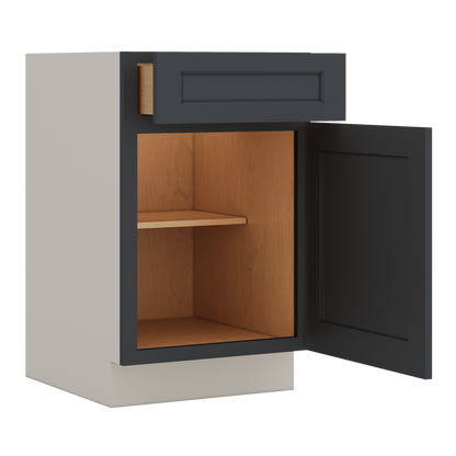 Base Cabinet - One Door 9", 12", 15", 18", 21" 15HNS Hermosa Noir Black Shaker 1-1/4" Overlay