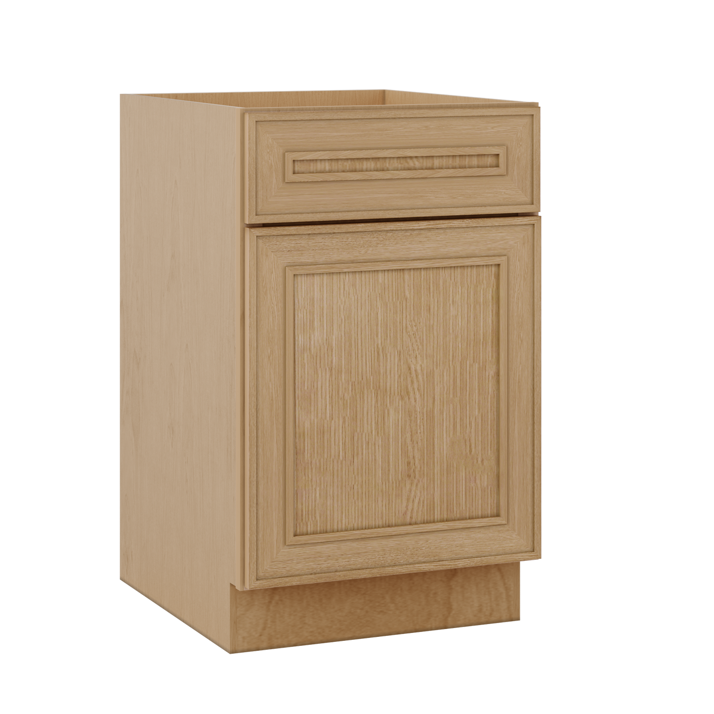 Base 9", 12", 15", 18", 21" Elegant Oak Craftsman Shaker 1-1/4" Overlay Base Cabinet - One Door - One Drawer