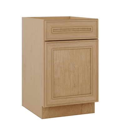 Base 9", 12", 15", 18", 21" Elegant Oak Craftsman Shaker 1-1/4" Overlay Base Cabinet - One Door - One Drawer