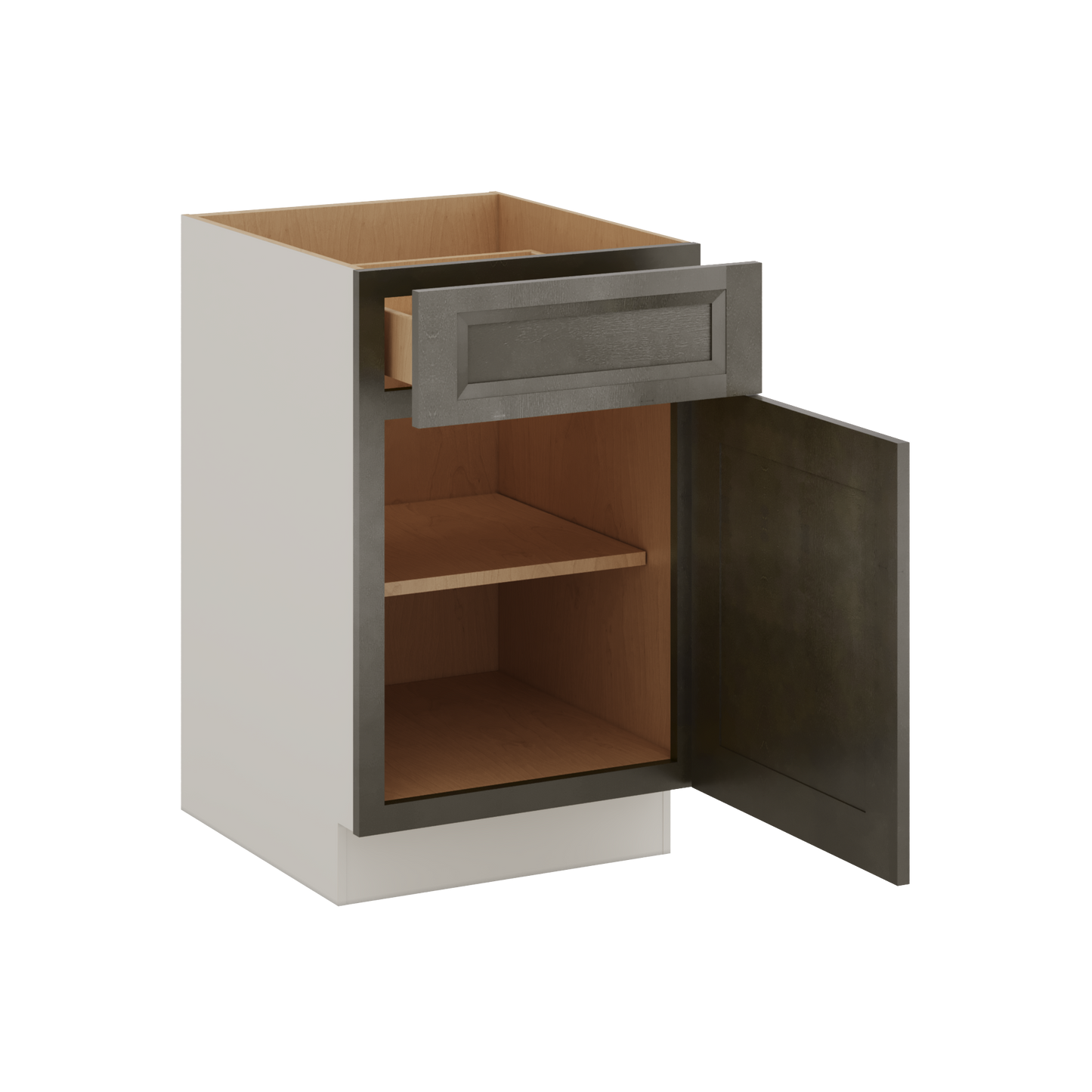 Huntington Cinder Double Shaker Base Cabinet - One Door One Drawer 9"(No Drawer), 12", 15", 18", 21"