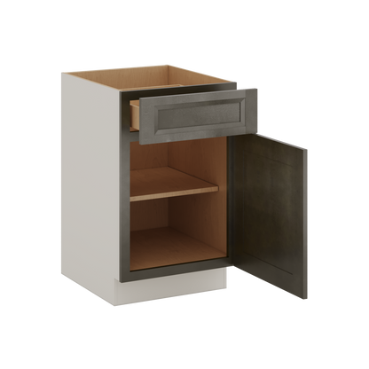 Huntington Cinder Double Shaker Base Cabinet - One Door One Drawer 9"(No Drawer), 12", 15", 18", 21"
