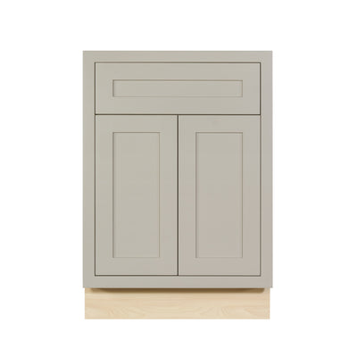 Tuscan Gray Inset Shaker Base Cabinet - Double Door 24"-27" Wide