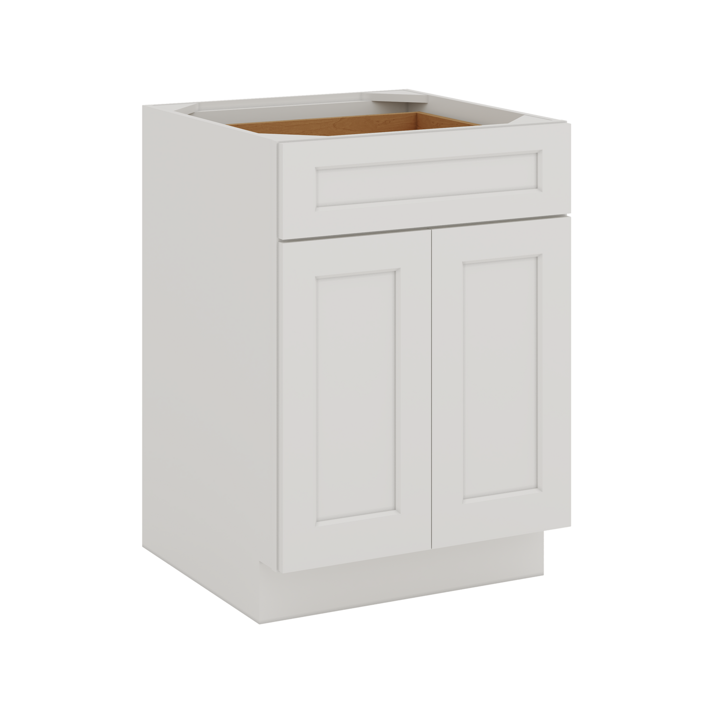 Base Cabinet - Two Doors 24", 27", 30", 33", 36" & 42" Wide 2WS White Shaker 1-1/4" Overlay