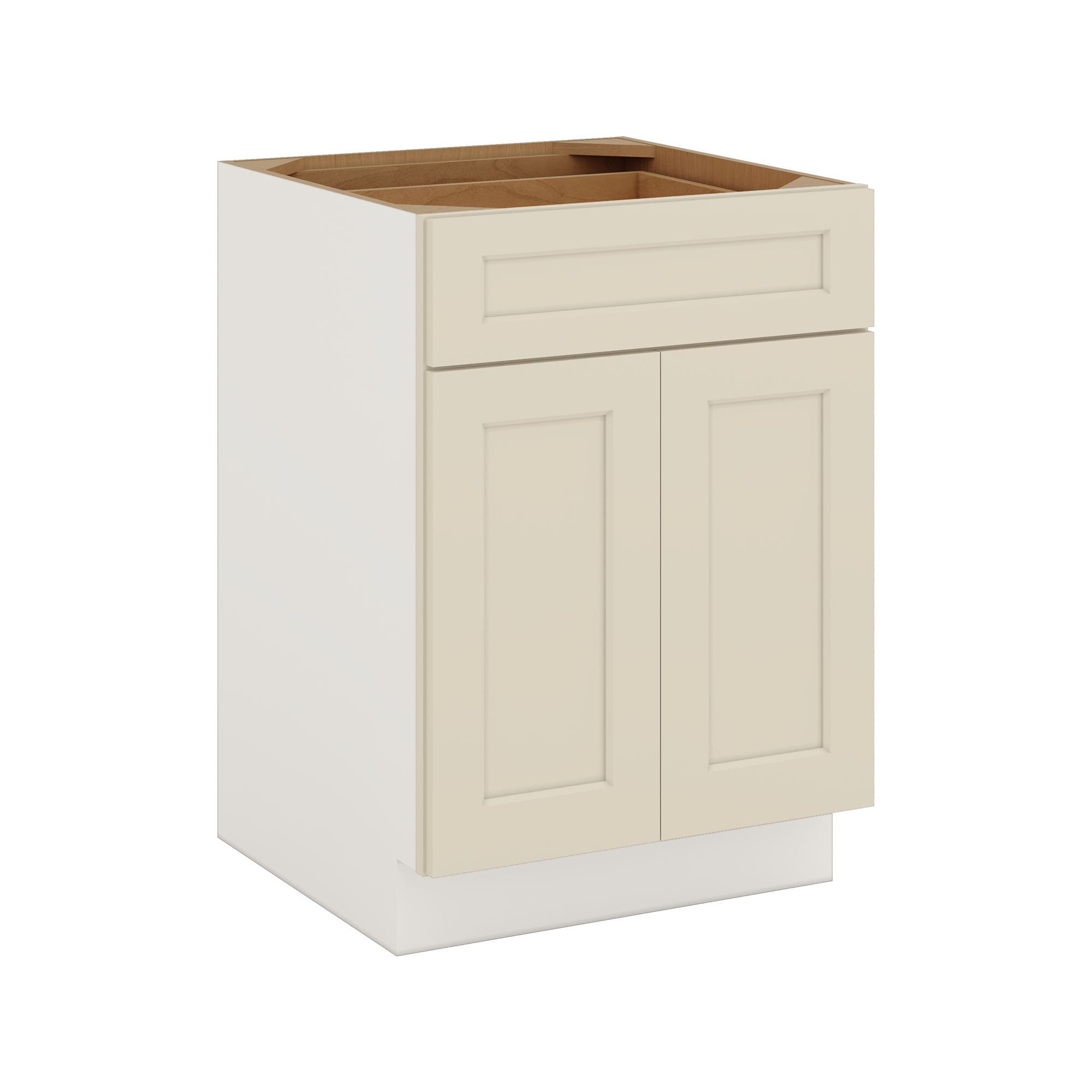 Full Height Door Manhattan Cream Shaker 1-1/4" Overlay Wall Cabinet - Double Door 24", 27", 30", 33" & 36" Wide