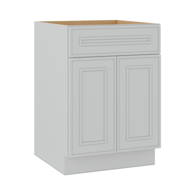 Base 24", 27", 30", 33 & 36" Wide White Elegant Oak Craftsman Shaker 1-1/4" Overlay Base Cabinet - Two Doors - One Drawer