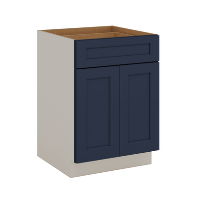 Base Cabinet - Two Doors 24", 27", 30", 33 & 36" Wide NB29 Naval Blue Shaker 1-1/4" Overlay