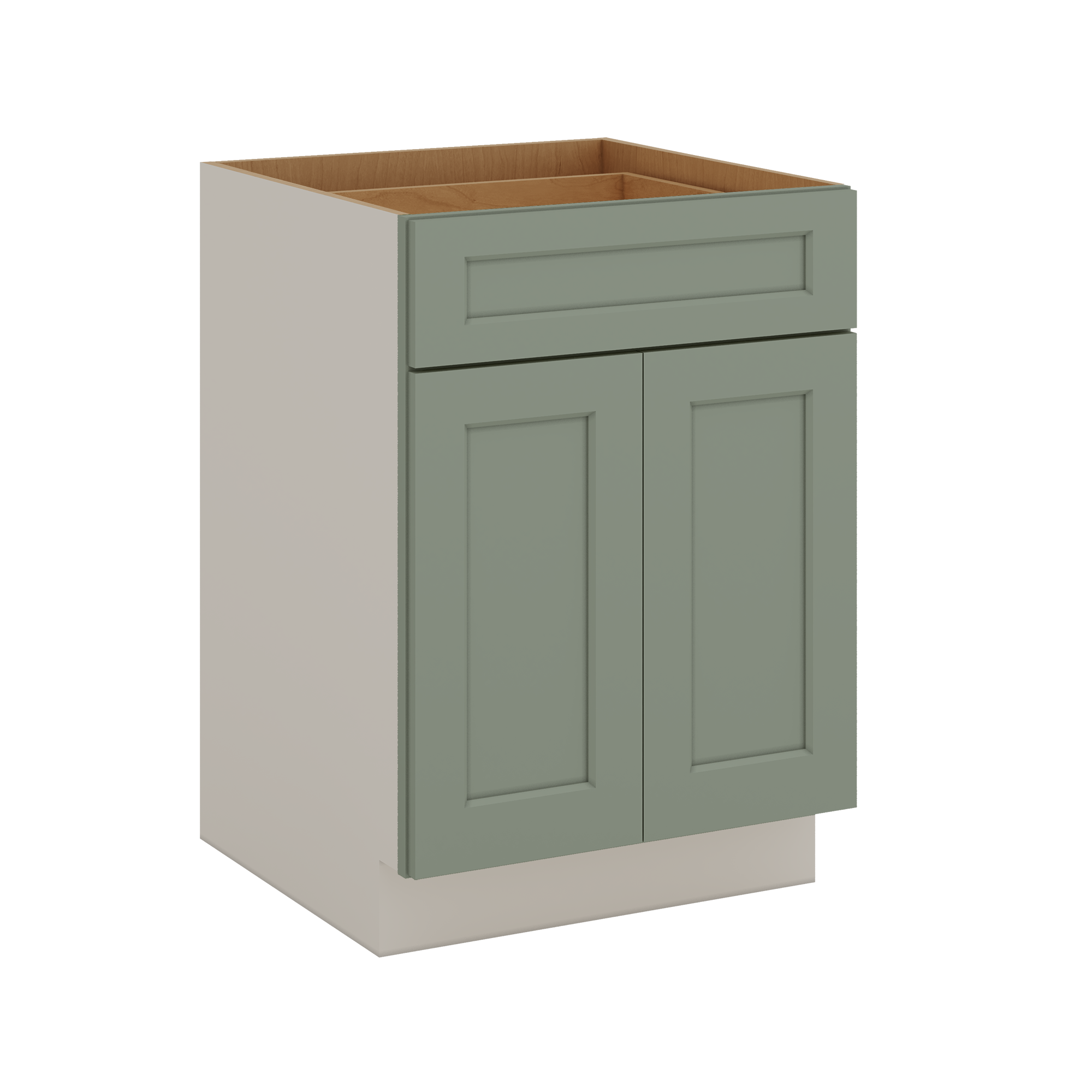 24", 27", 30", 33 & 36"42" Wide Base Cabinet - Two Doors Sage Green Shaker 1-1/4" Overlay