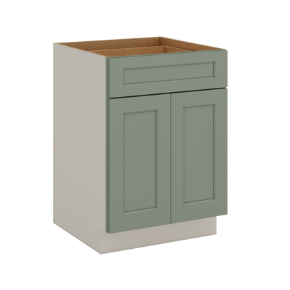 24", 27", 30", 33 & 36"42" Wide Base Cabinet - Two Doors Sage Green Shaker 1-1/4" Overlay