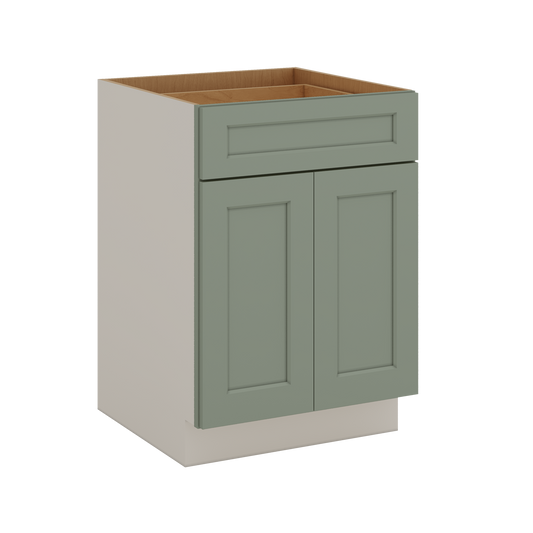 24", 27", 30", 33 & 36"42" Wide Base Cabinet - Two Doors Sage Green Shaker 1-1/4" Overlay