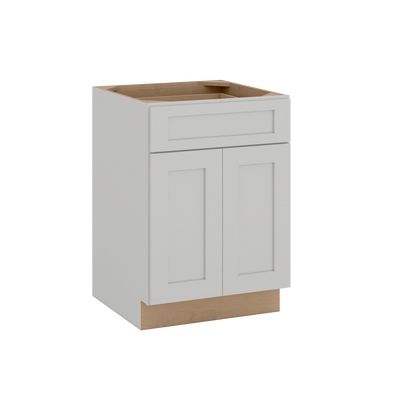 24", 27" & 30" Base Cabinet with Two Doors and One Drawer | RTA Unassembled | Premium Shaker White Full Overlay