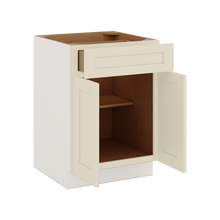 Full Height Door Manhattan Cream Shaker 1-1/4" Overlay Wall Cabinet - Double Door 24", 27", 30", 33" & 36" Wide