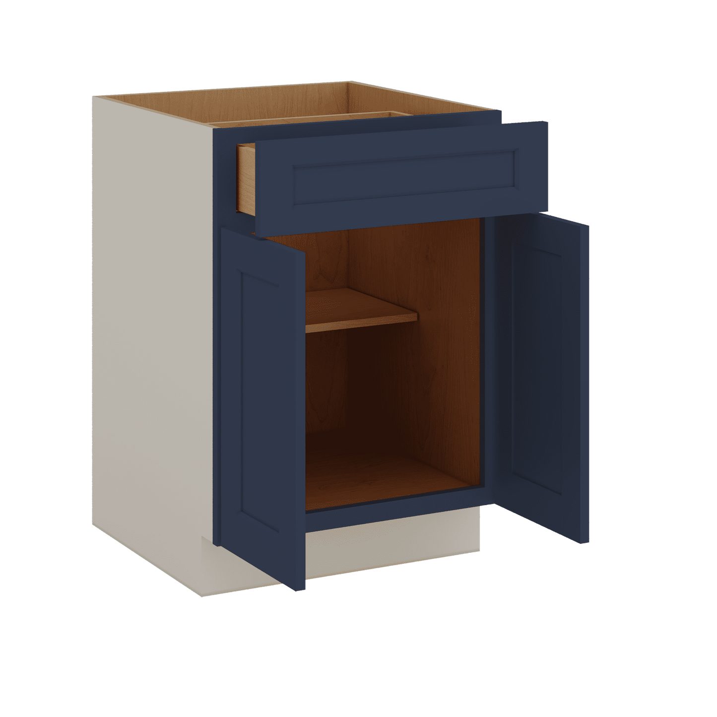 Base Cabinet - Two Doors 24", 27", 30", 33 & 36" Wide NB29 Naval Blue Shaker 1-1/4" Overlay