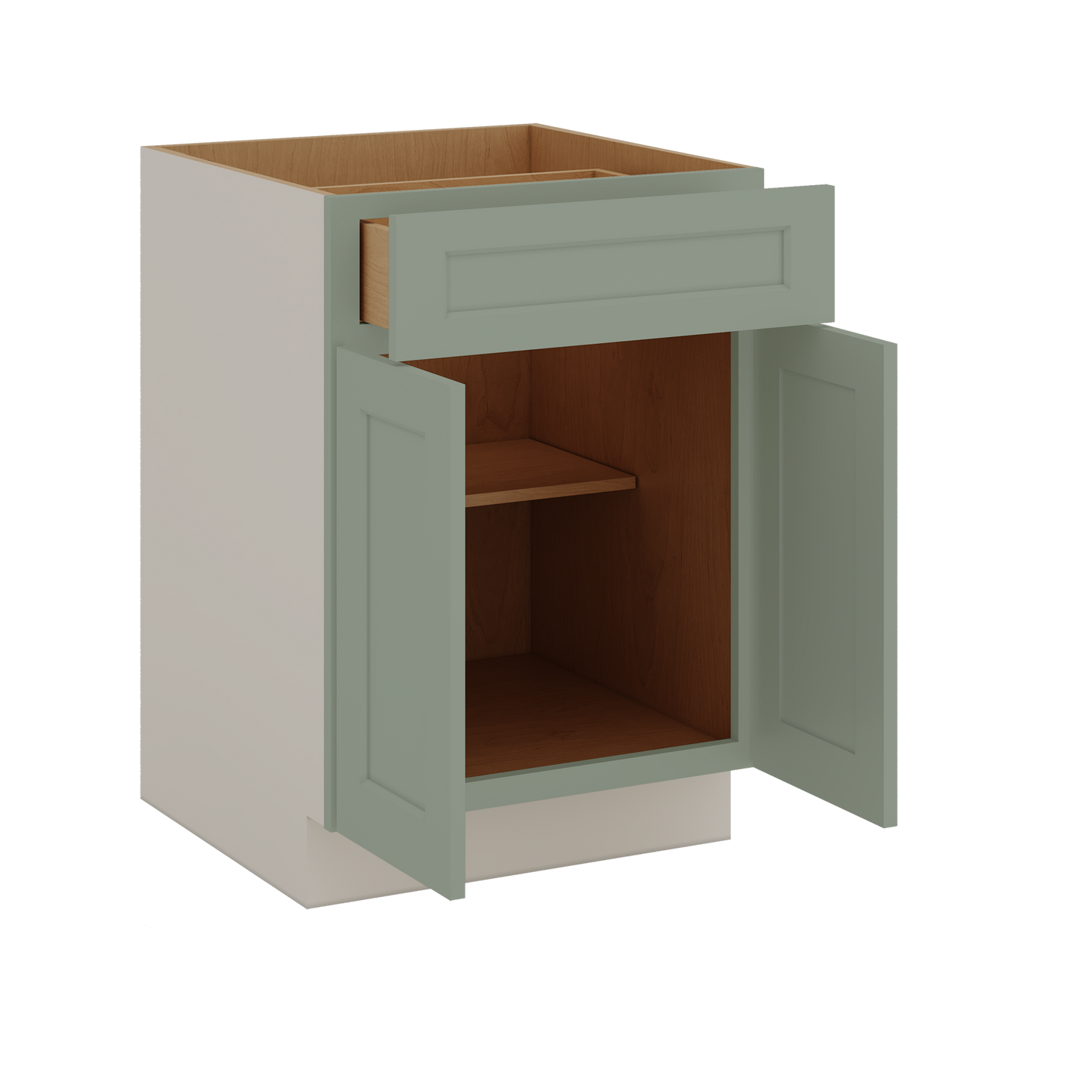 24", 27", 30", 33 & 36"42" Wide Base Cabinet - Two Doors Sage Green Shaker 1-1/4" Overlay