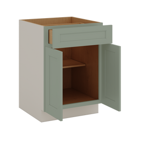 24", 27", 30", 33 & 36"42" Wide Base Cabinet - Two Doors Sage Green Shaker 1-1/4" Overlay