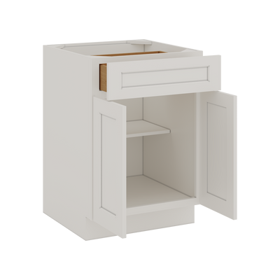 Base Cabinet - Two Doors 24", 27", 30", 33 & 36" Wide 2WS White Shaker 1-1/4" Overlay