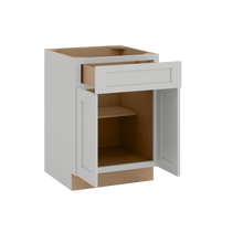 24", 27" & 30" Base Cabinet with Two Doors and One Drawer | RTA Unassembled | Premium Shaker White Full Overlay