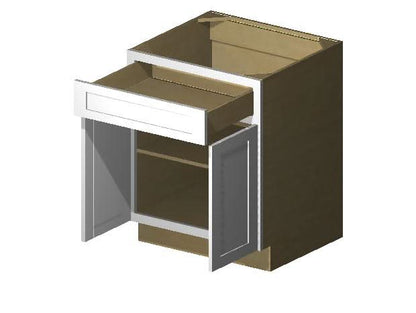 White Shaker 1/2" Overlay Base Cabinet - Two Doors 24", 27", 30", 33", 36" - RTA Wholesalers