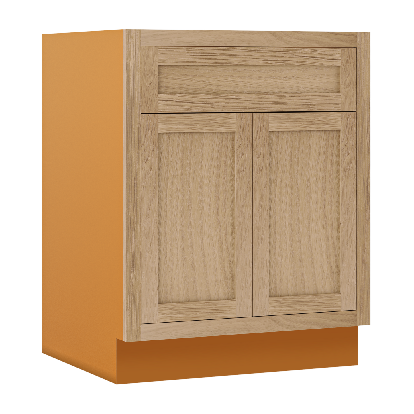 White Oak Inset Shaker Base Cabinet - Double Door 24"-27" Wide