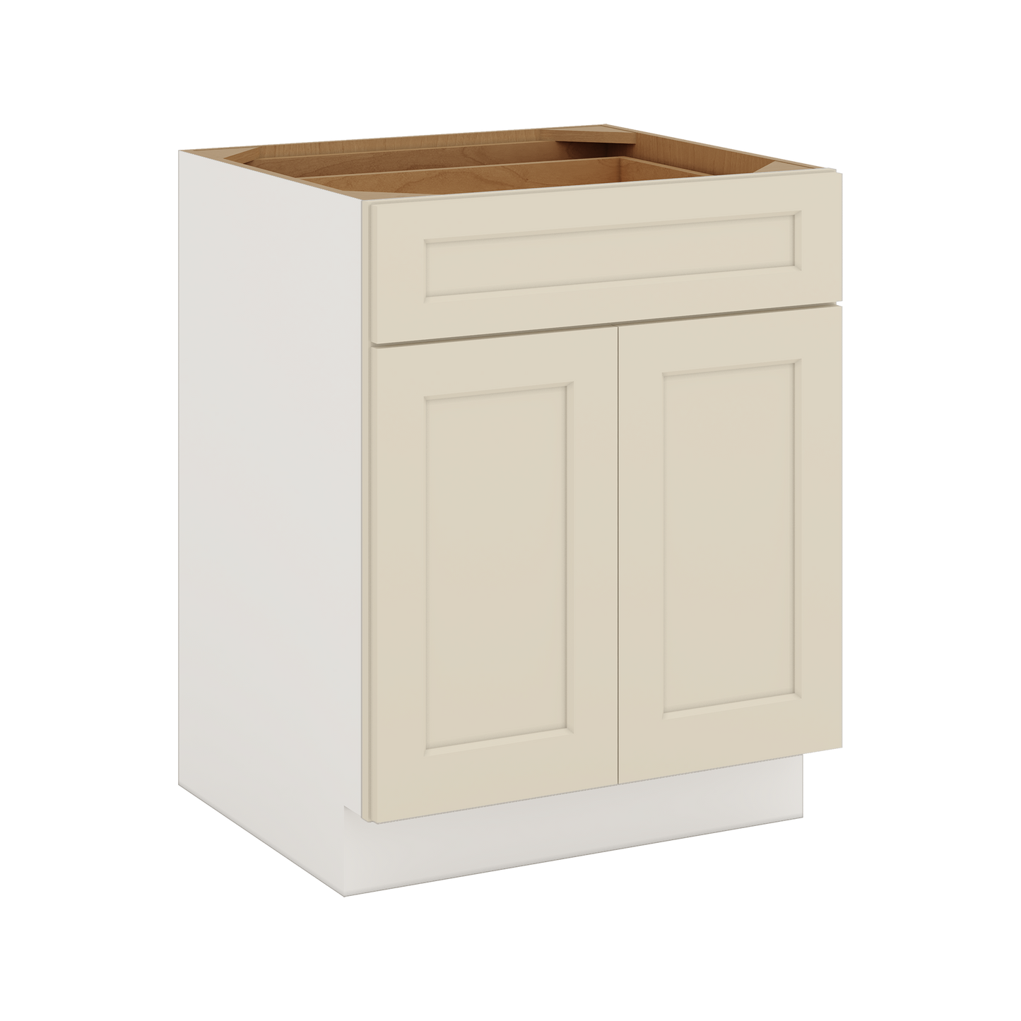 Base Cabinet - Two Doors 24", 27", 30", 33 & 36" Wide Manhattan Cream Shaker 1-1/4" Overlay