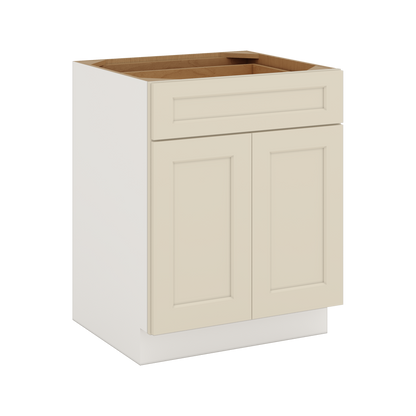 Base Cabinet - Two Doors 24", 27", 30", 33 & 36" Wide Manhattan Cream Shaker 1-1/4" Overlay