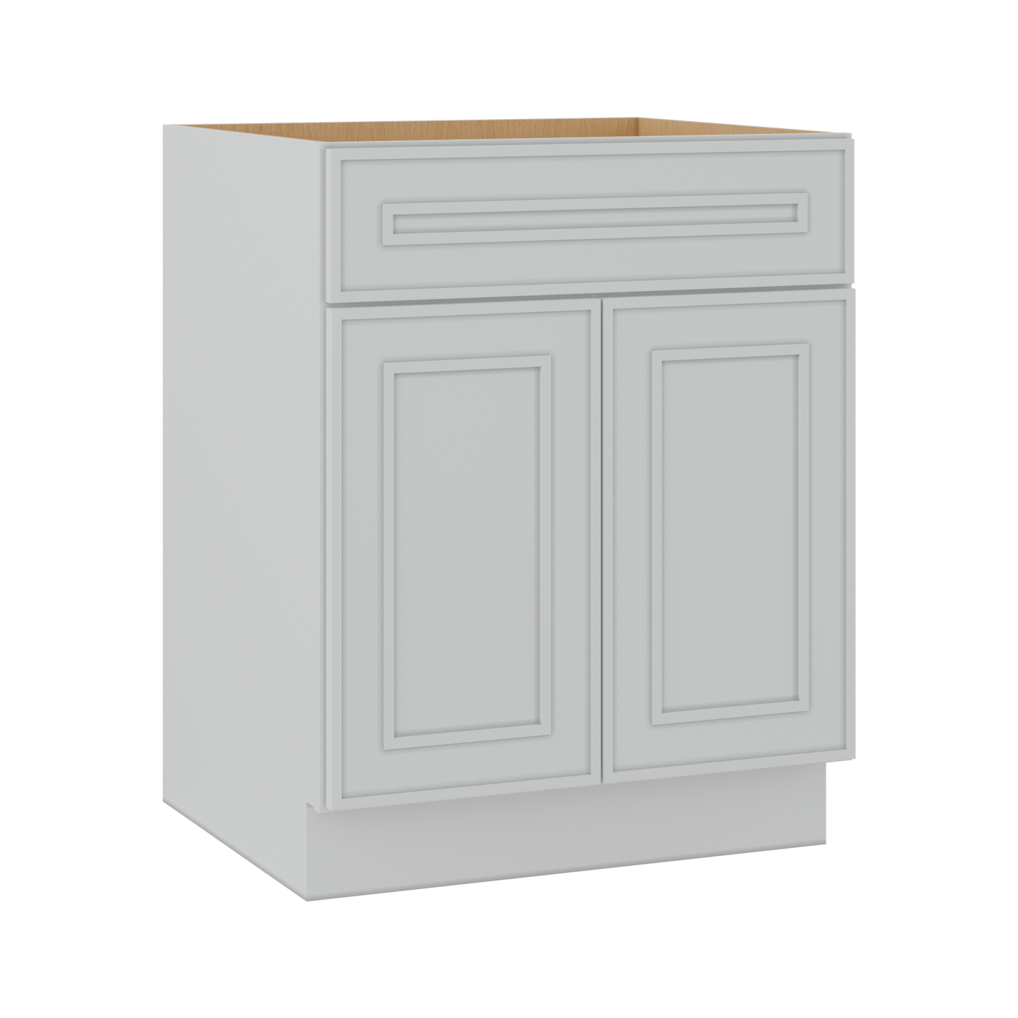 Base 24", 27", 30", 33 & 36" Wide White Elegant Oak Craftsman Shaker 1-1/4" Overlay Base Cabinet - Two Doors - One Drawer
